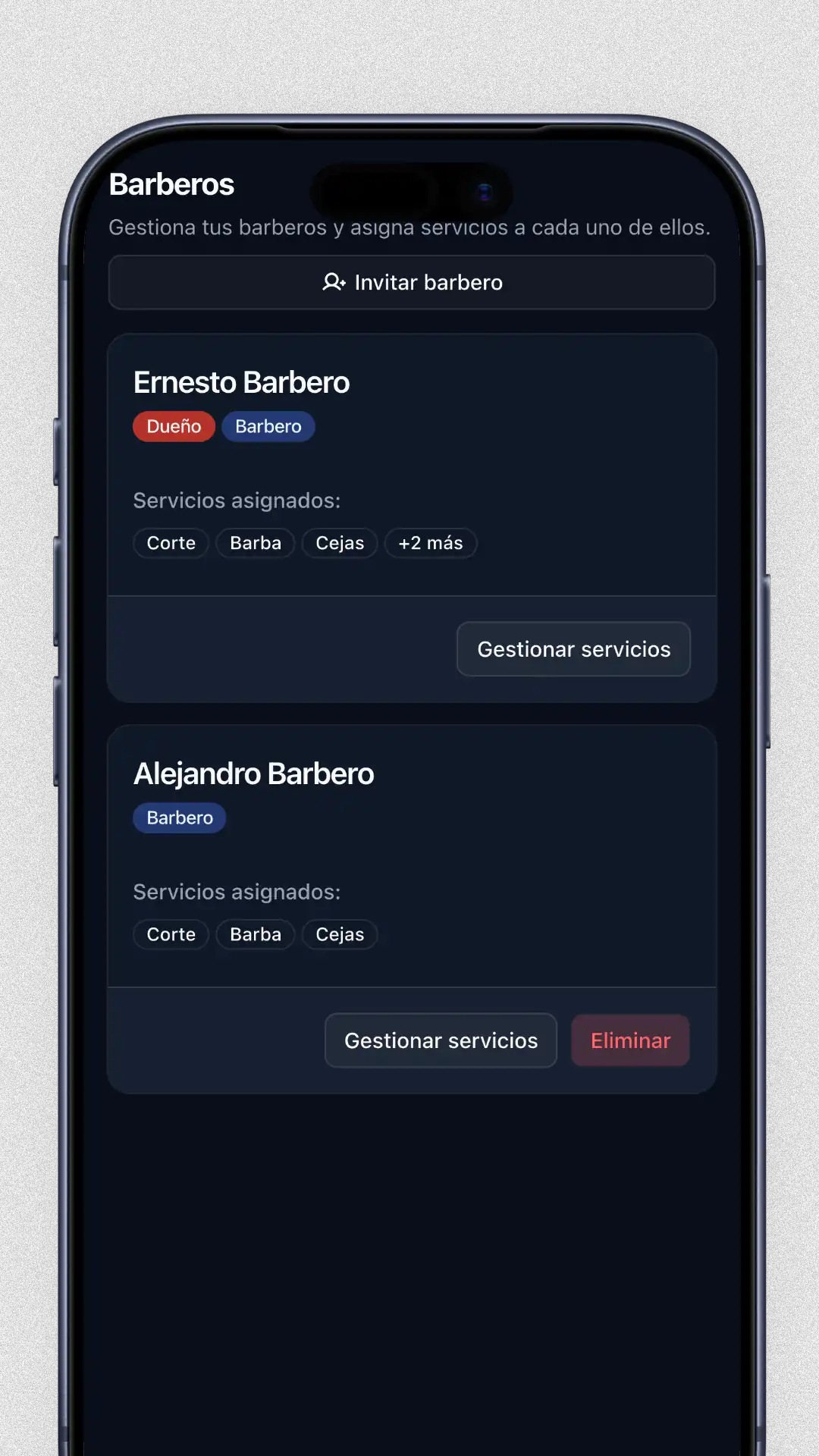 Gestión de barberos en PanaBarbero.