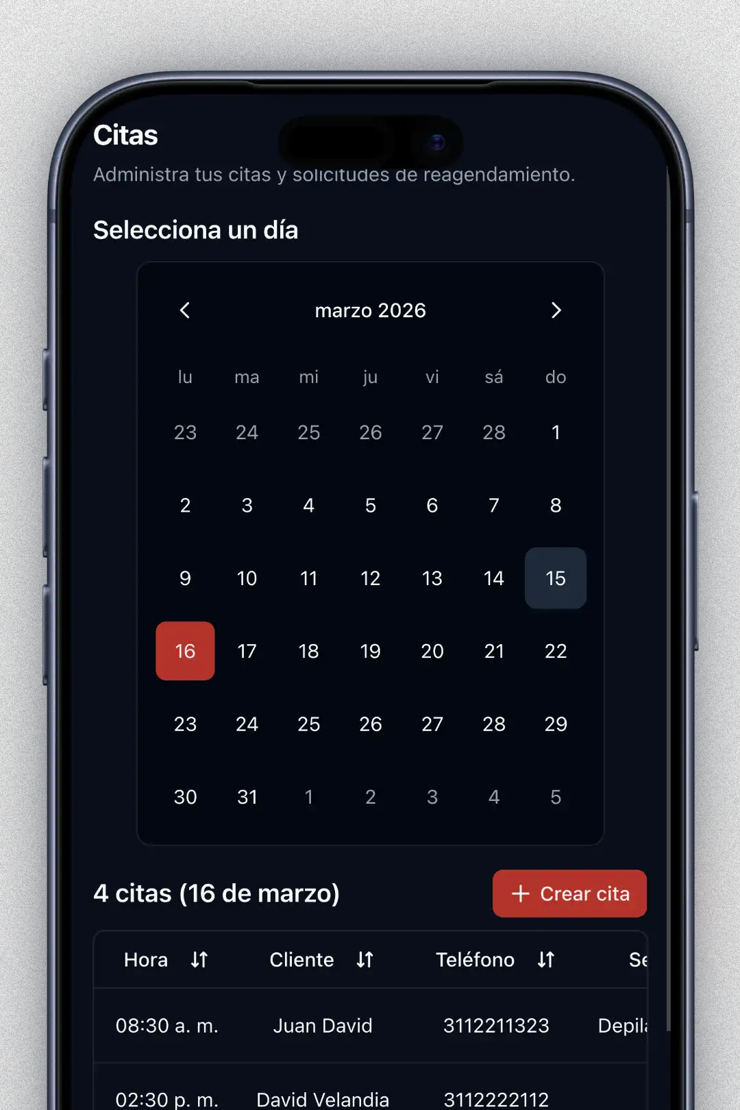 Sistema de citas de PanaBarbero.